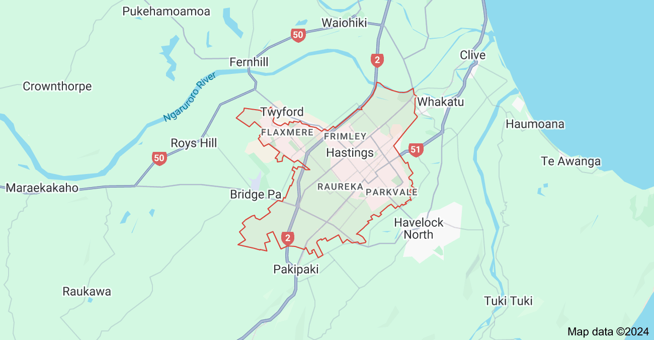 Map of Hastings New Zealand